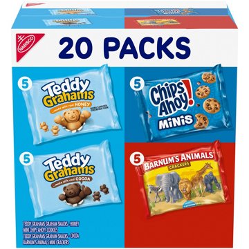 Nabisco Fun Shapes Variety Pack 1 oz Bags - Teddy Grahams, Chips Ahoy! & Barnum's Animal Crackers, 20 ct