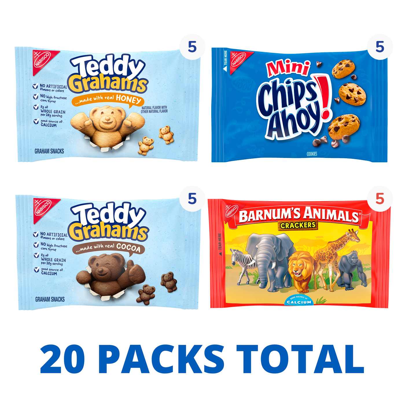 Nabisco Barnums, Chips Ahoy!, Teddy Grahams Fun Shapes Variety Pack, Animal Crackers, Grahams Snacks & Cookie Snack Packs; image 4 of 11