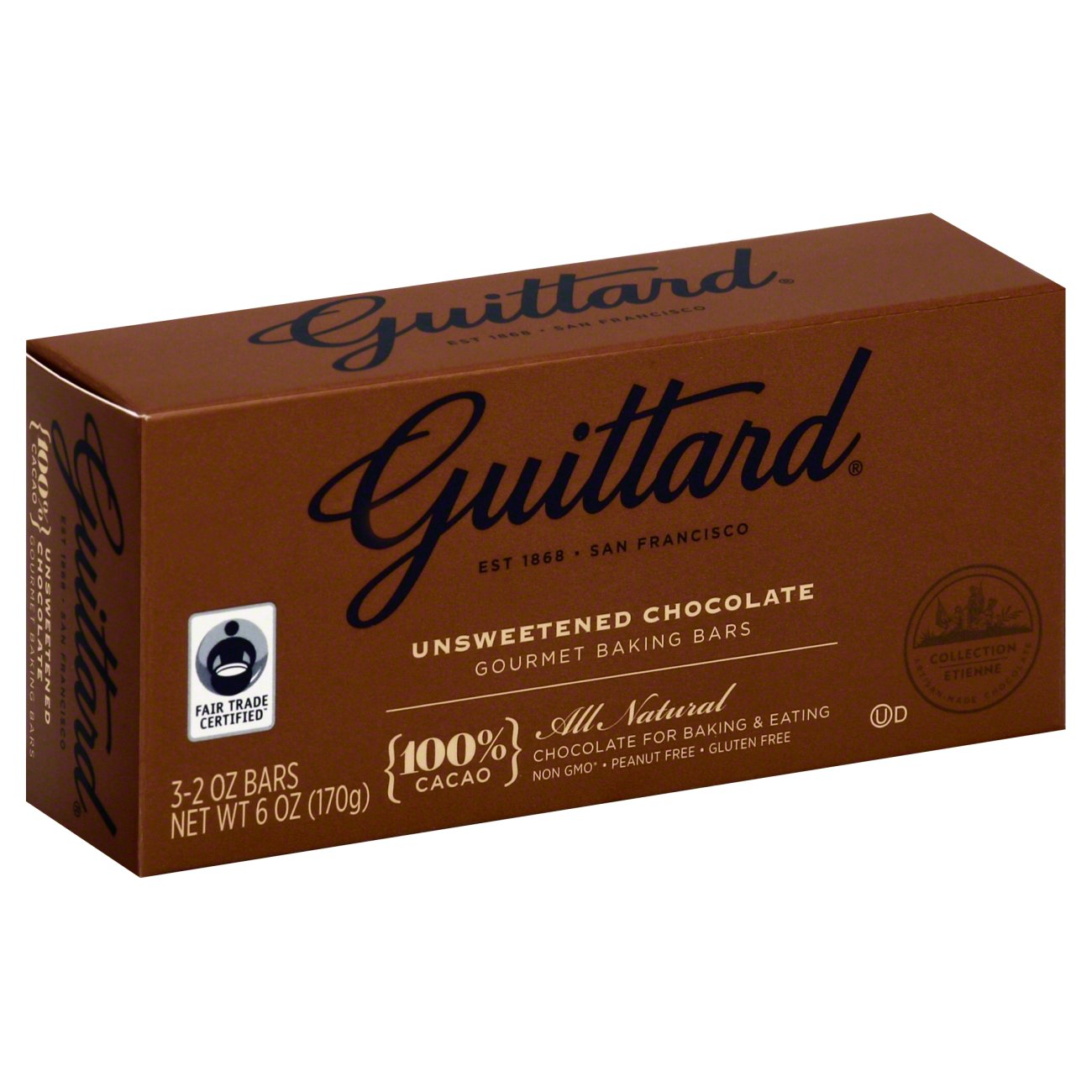 Guittard 100% Cacao Unsweetened Chocolate Baking Bars, 6 oz