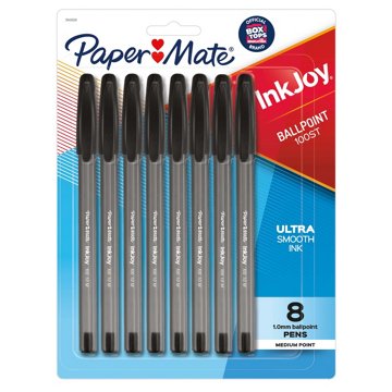 Paper Mate InkJoy 100ST 1.0mm Ballpoint Pens - Black Ink, 8 pk
