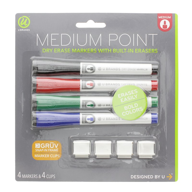 U Brands Medium Point Magnetic Dry Erase Markers with Built-In Erasers -  Shop Highlighters & Dry-Erase at H-E-B