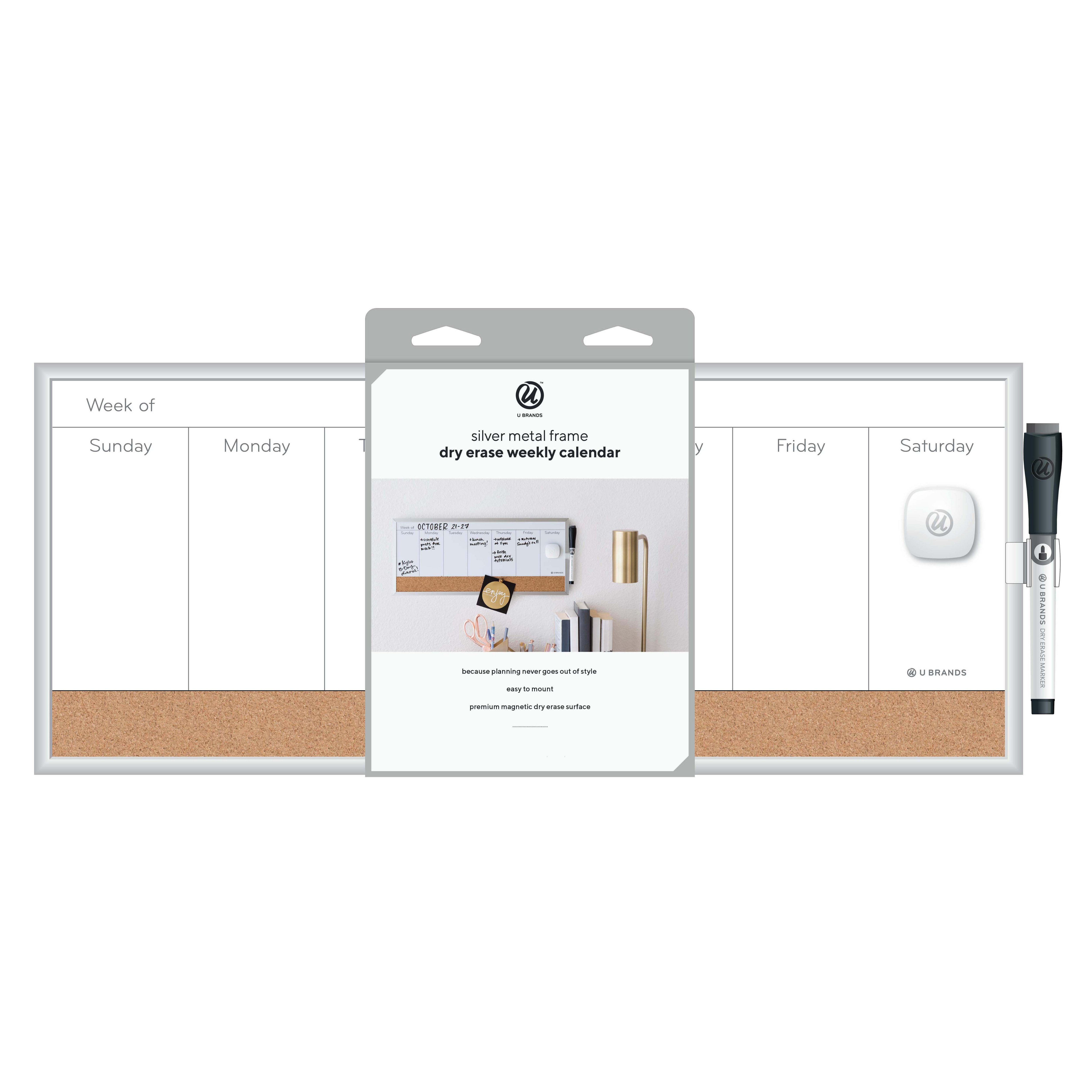 U Brands Silver Metal Frame Dry Erase Weekly Planner Shop Bulletin