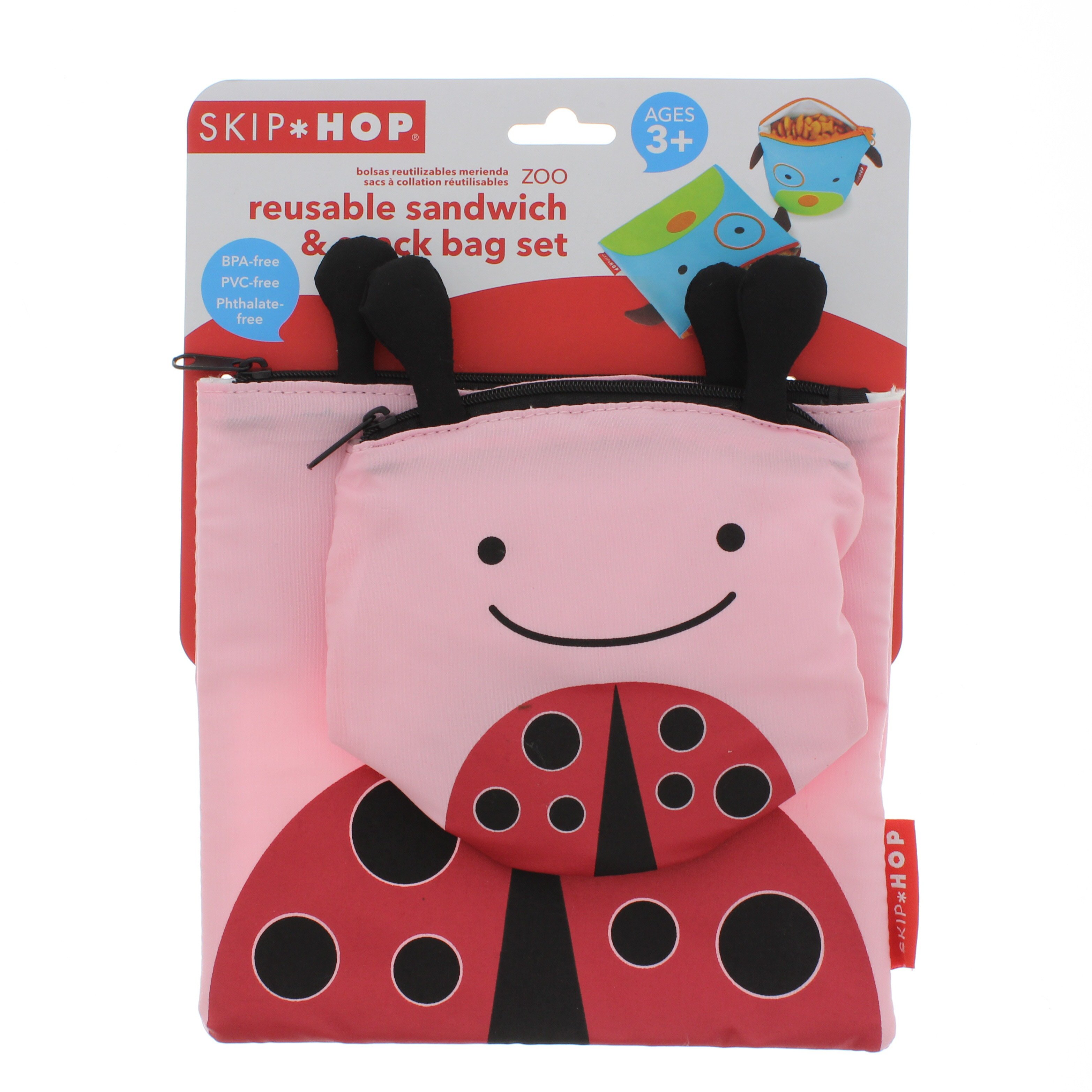 Skip Hop Zoo Reusable Sandwich & Snack Bag Set, Ladybug Shop Lunch boxes at HEB