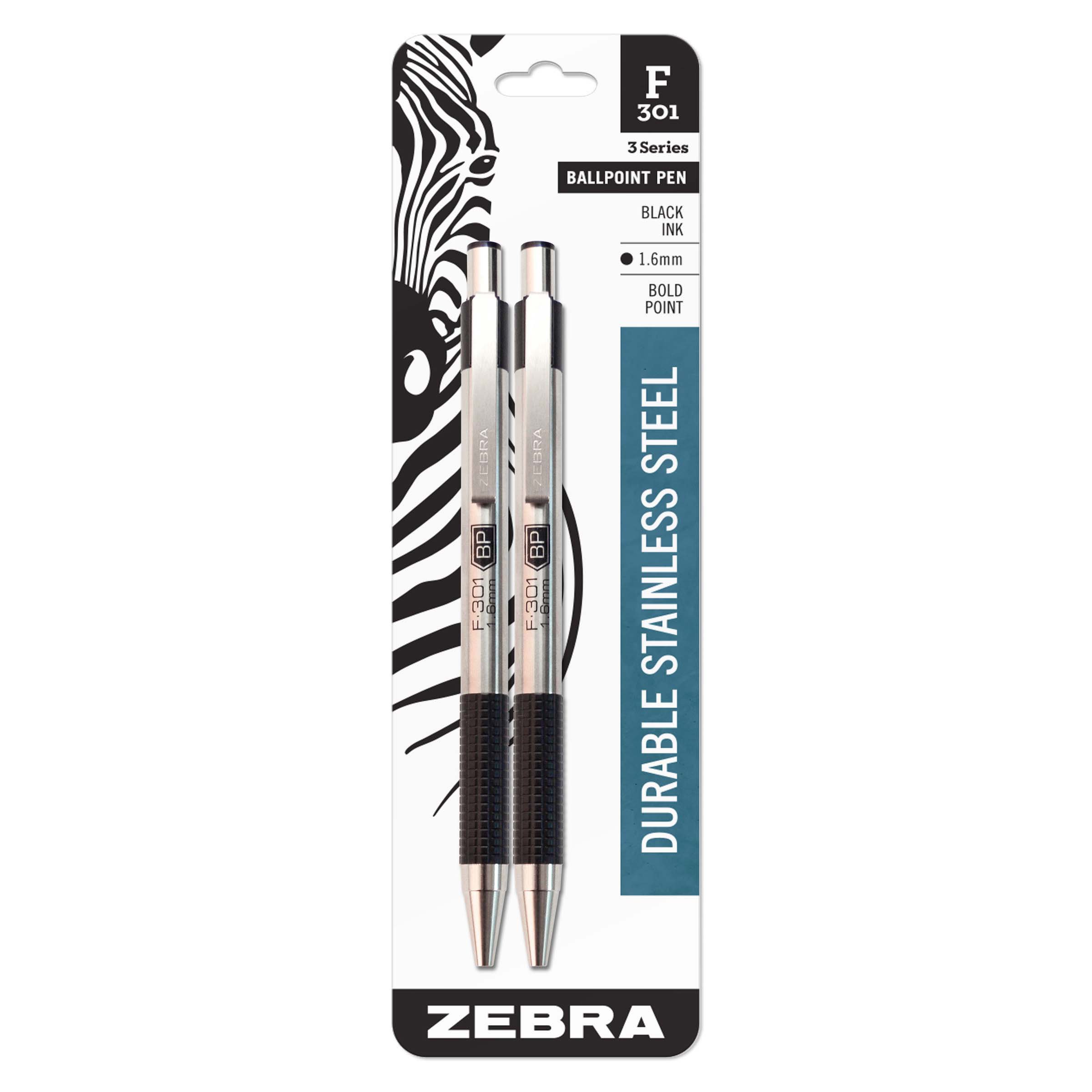 Zebra F-301 1.6mm Retractable Ballpoint Pens - Black Ink