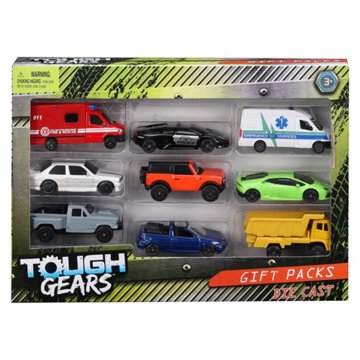 Tough Gears Die Cast Assorted Vehicles Gift Pack, 9 ct