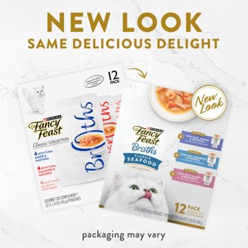 Fancy Feast Purina Lickable Wet Cat Food Broth Complement Classics Collection Variety Pack