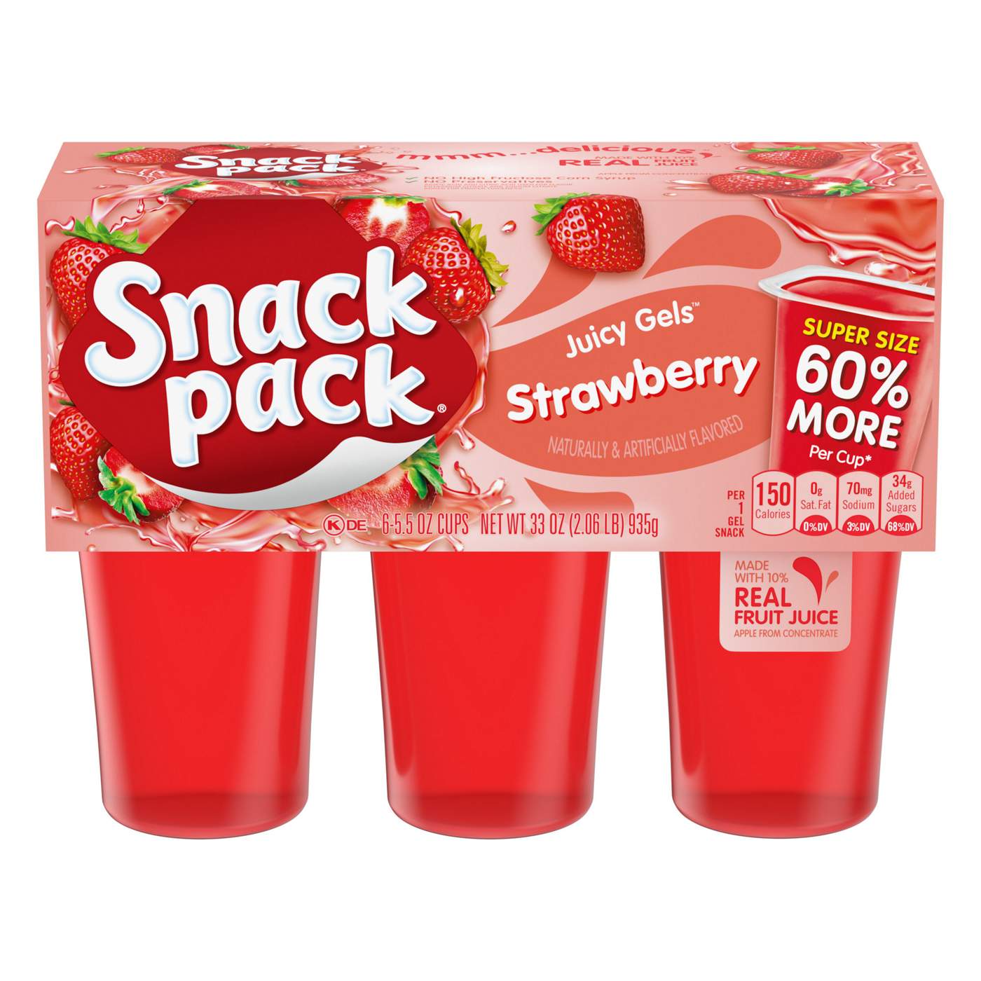 Snack Pack Super Size Strawberry Juicy Gels Cups; image 1 of 7