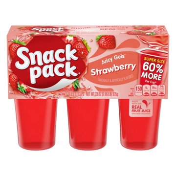 Snack Pack Super Size Strawberry Juicy Gels Cups, 6 ct