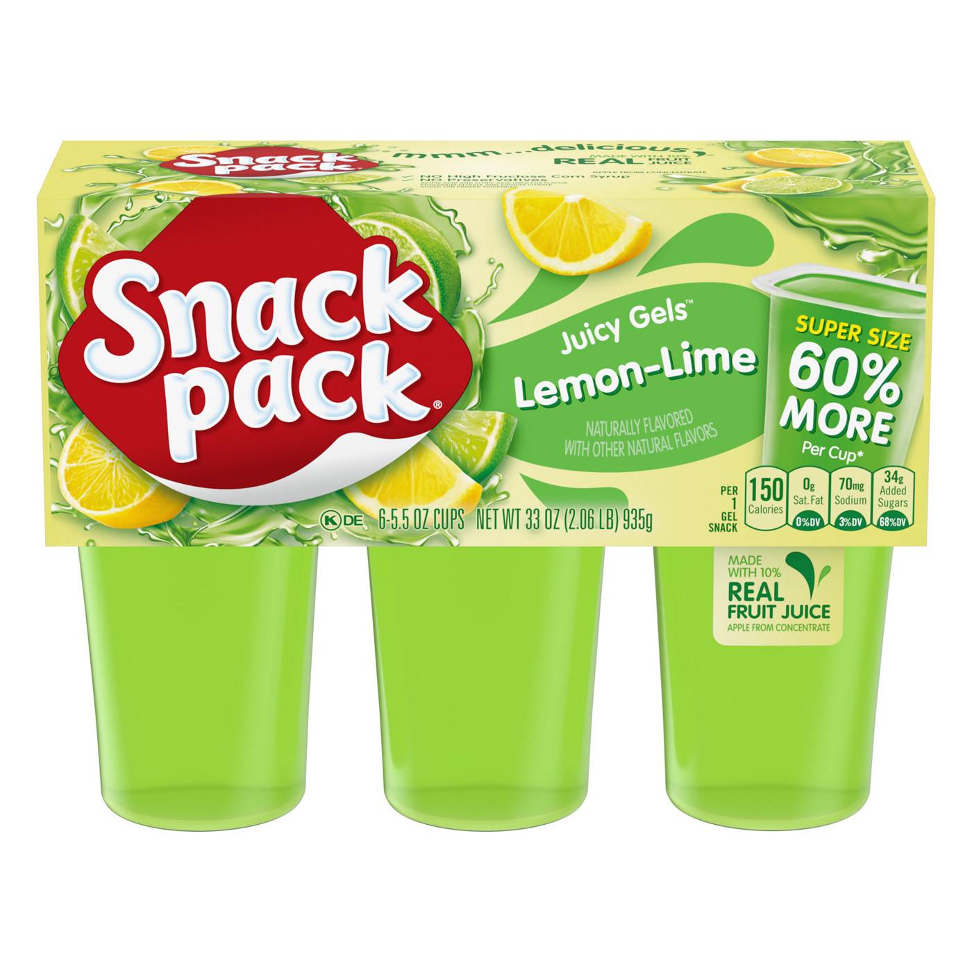 Snack Pack Super Size Lemon-Lime Juicy Gels Cups; image 1 of 3