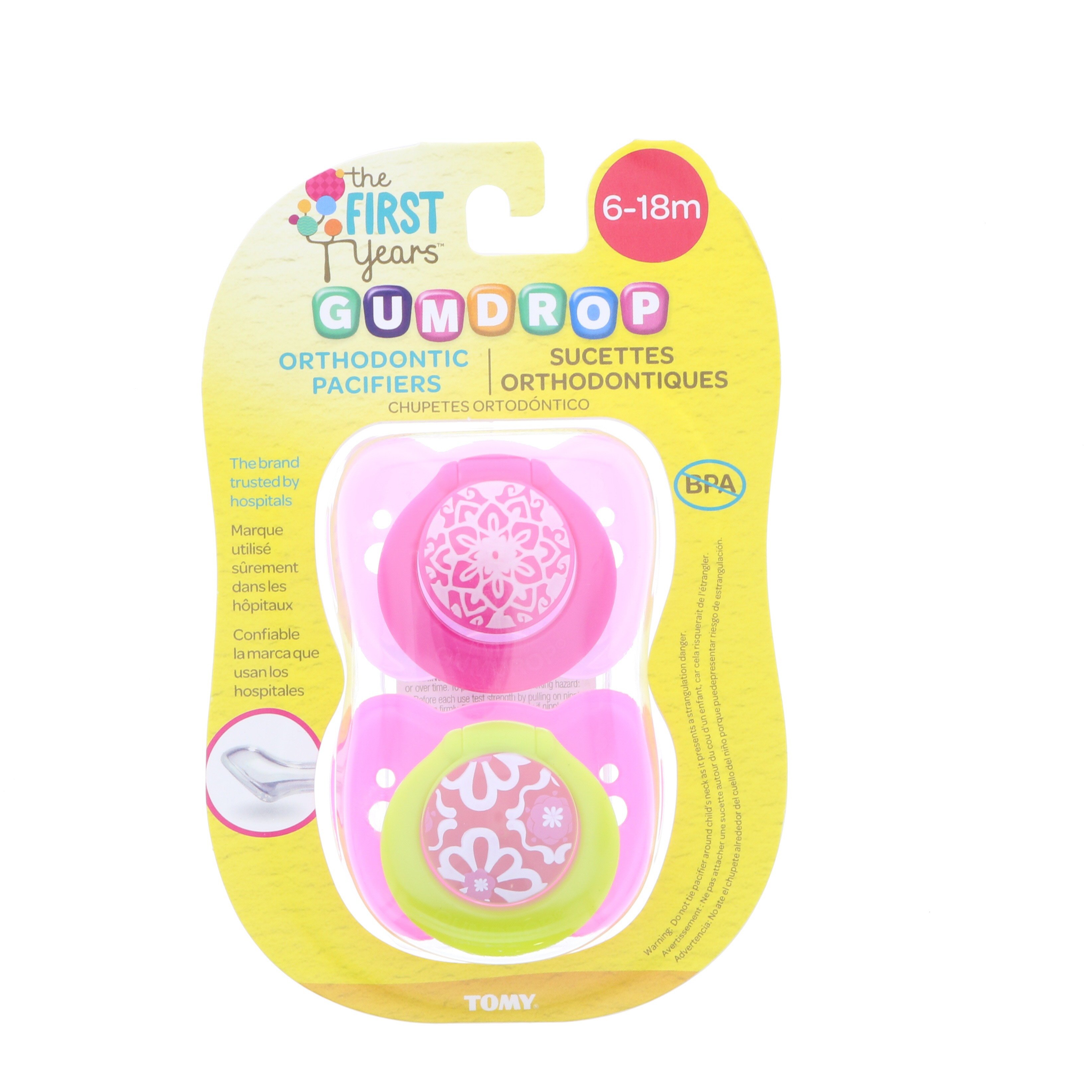 The First Years Gumdrop Orthodontic Pacifier 618 Months, Assorted