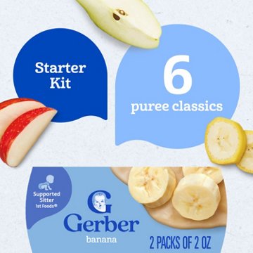 Gerber Stage 1 Baby Food Starter Kit - Banana Pear & Apple, 2 oz Tubs