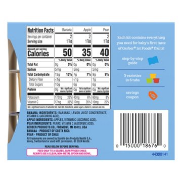 Gerber Stage 1 Baby Food Starter Kit - Banana Pear & Apple, 2 oz Tubs