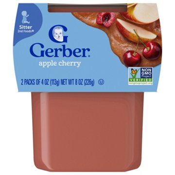 Gerber Stage 2 Baby Food - Apple Cherry, 4 oz Tubs