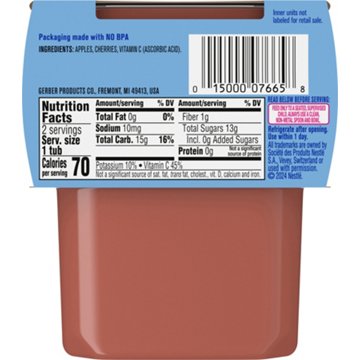 Gerber Stage 2 Baby Food - Apple Cherry, 4 oz Tubs