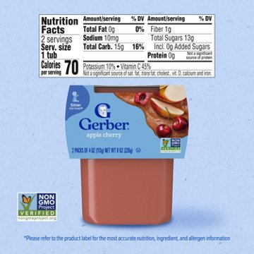 Gerber Stage 2 Baby Food - Apple Cherry, 4 oz Tubs