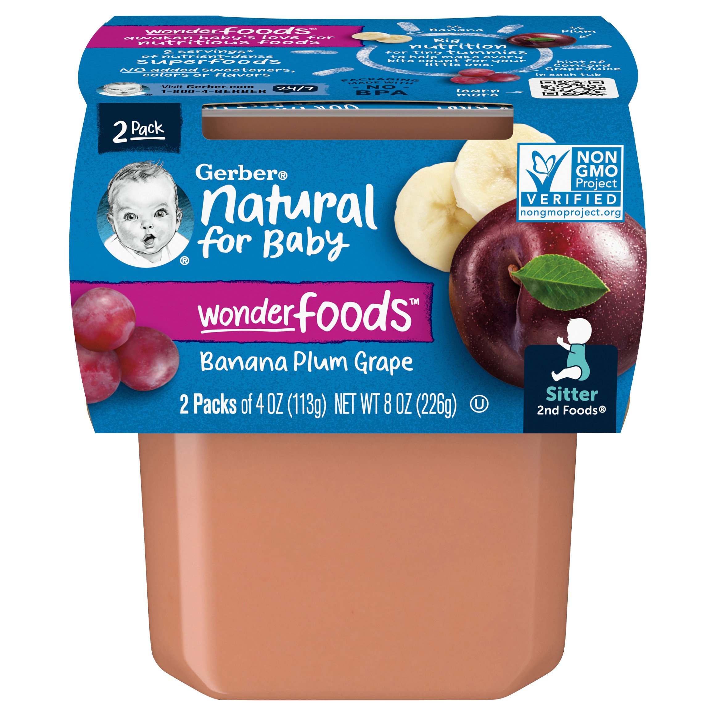 Gerber Natural for Baby Wonderfoods 2nd Foods - Banana Plum Grape