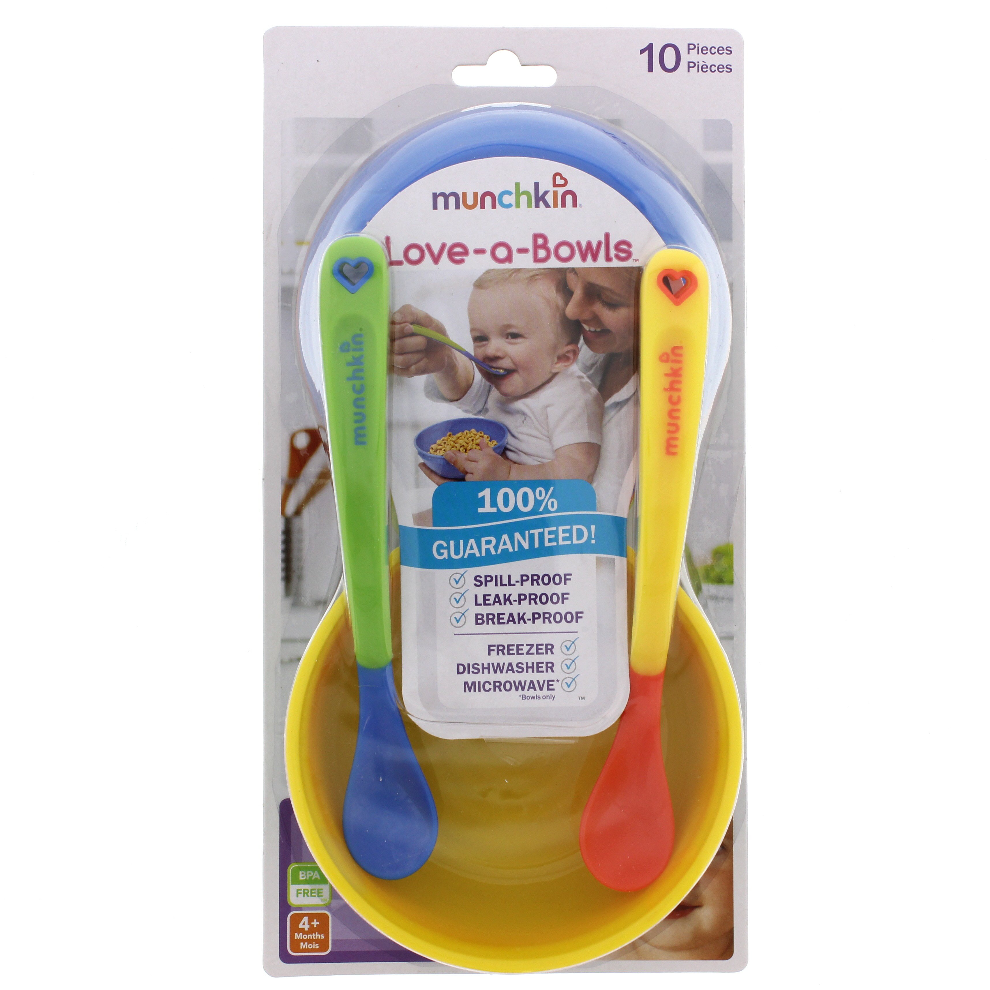 Munchkin® Love-a-Bowls™ 10 Piece Baby Feeding Set, Includes Bowls with Lids  and Spoons, Multicolor