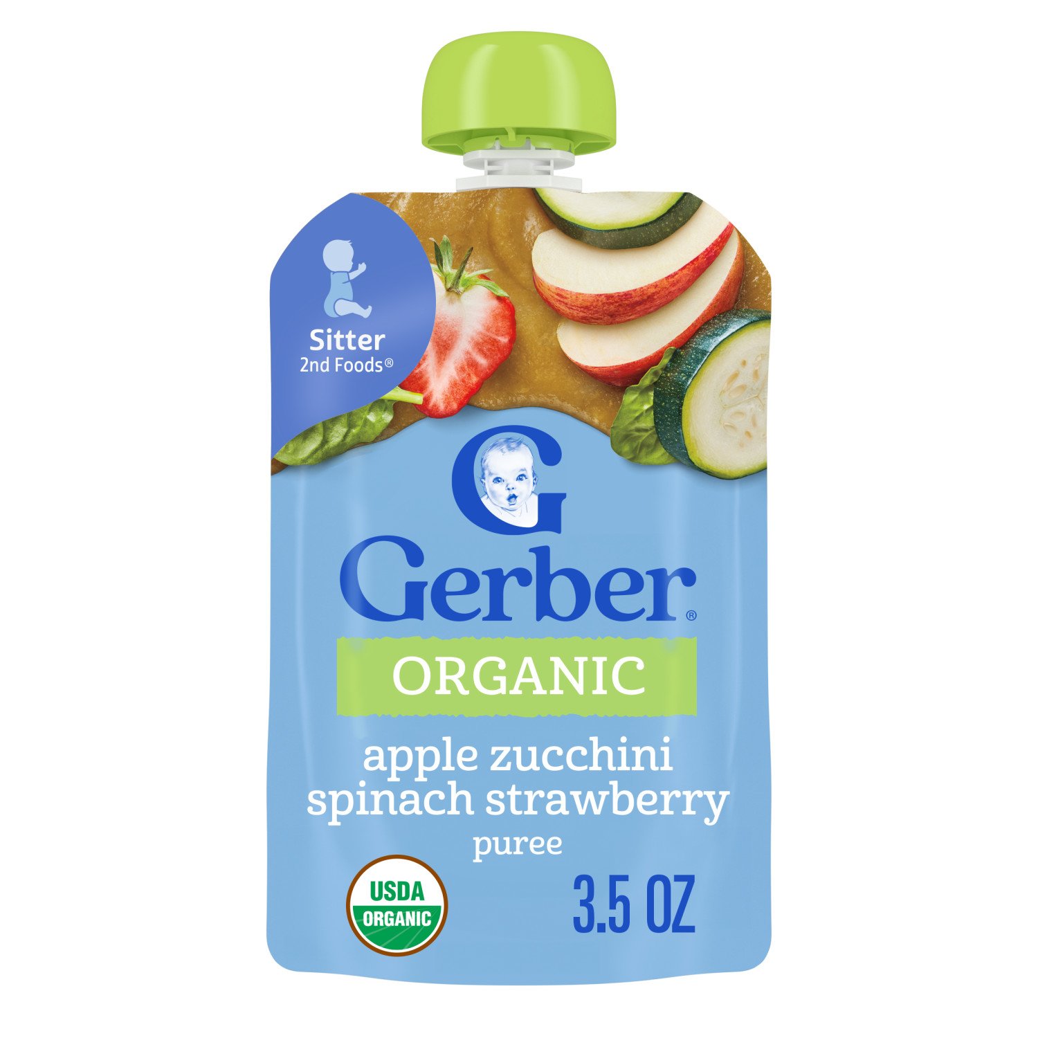 Gerber Organic for Baby Food Pouch Apple Zucchini Spinach