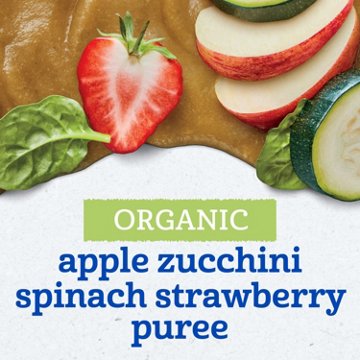 Gerber Stage 2 Baby Food Pouch - Organic Apple Zucchini Spinach Strawberry Puree