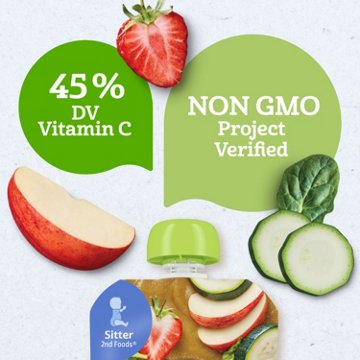 Gerber Stage 2 Baby Food Pouch - Organic Apple Zucchini Spinach Strawberry Puree