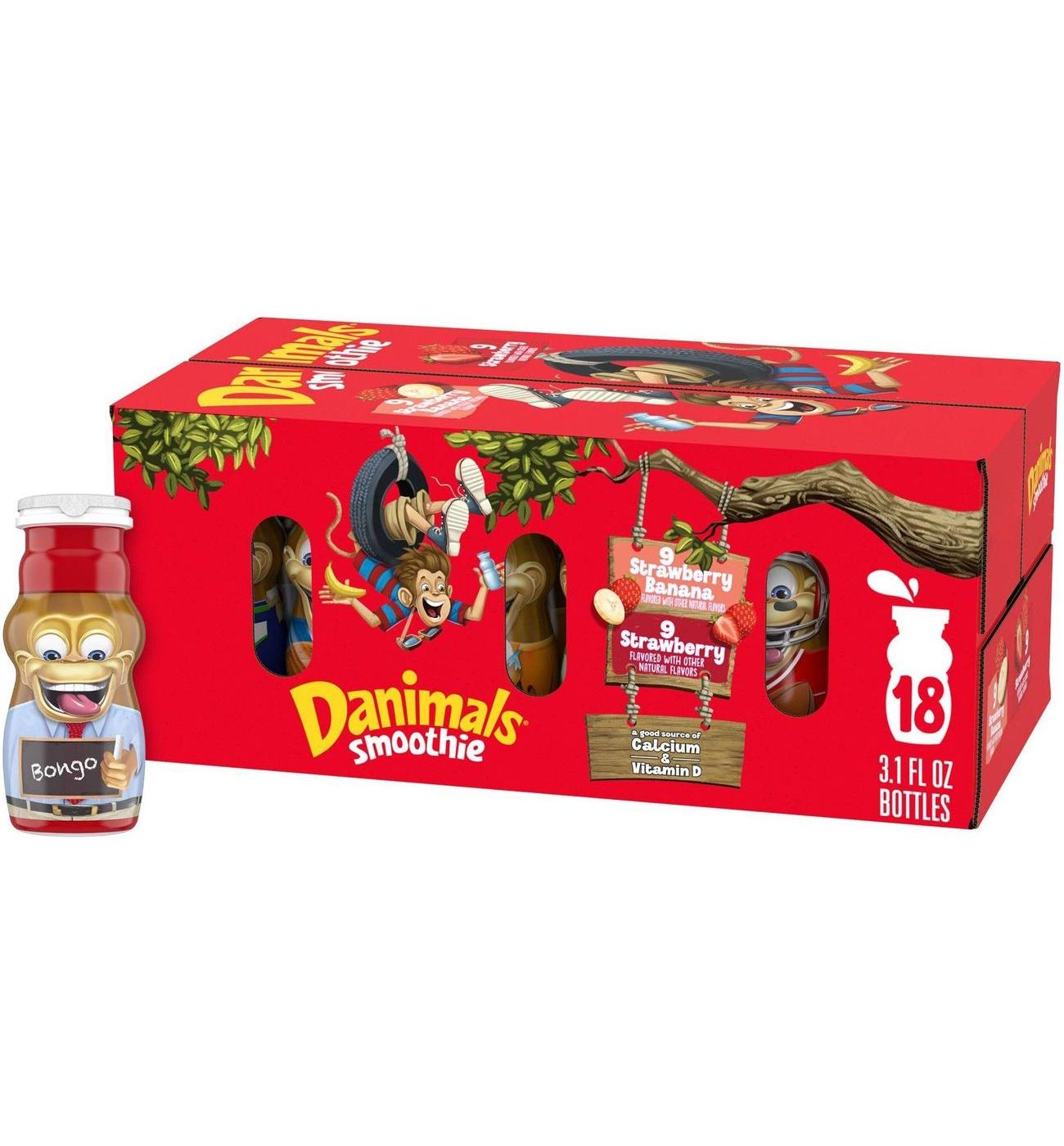 Dannon Danimals Smoothie 18 pk Bottles Variety Pack - Strawberry & Strawberry & Banana; image 1 of 8