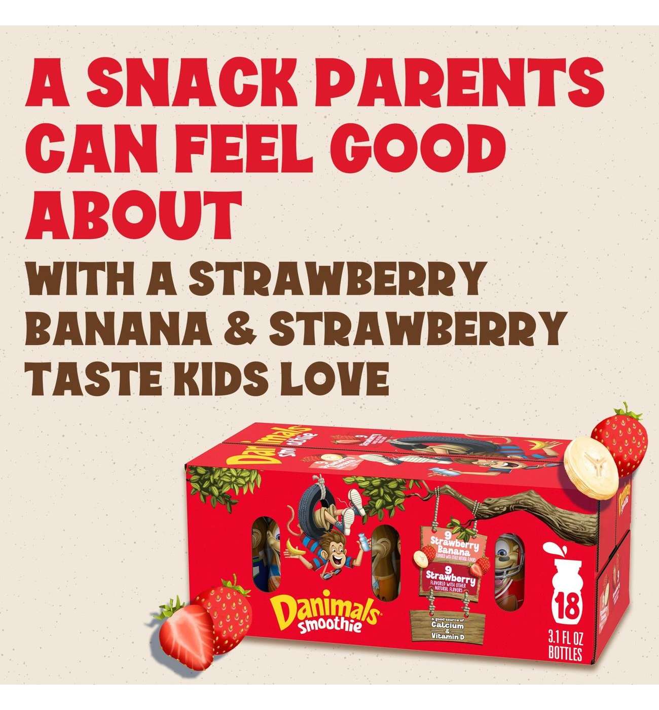 Dannon Danimals Smoothie 18 pk Bottles Variety Pack - Strawberry & Strawberry & Banana; image 7 of 8