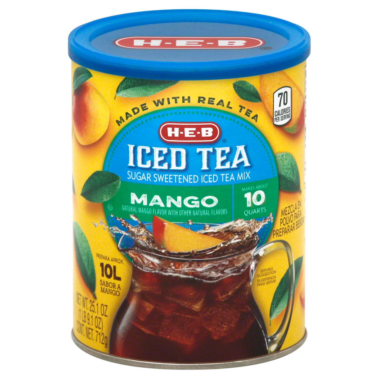 H-E-B Mango Sugar Sweetened Iced Tea Mix - Shop Tea At H-E-B