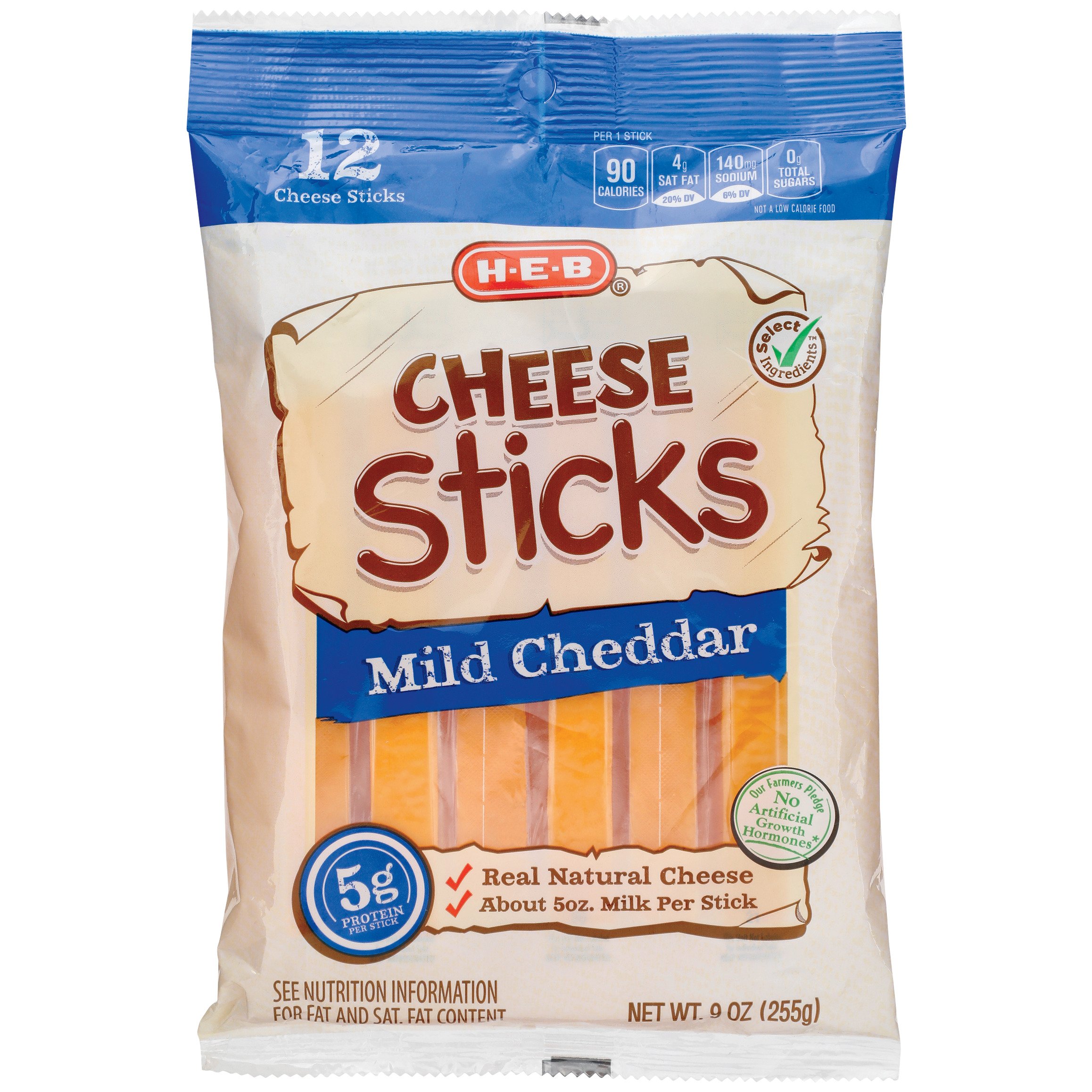 HEB Select Ingredients Mild Cheddar Cheese Sticks Shop Cheese at HEB