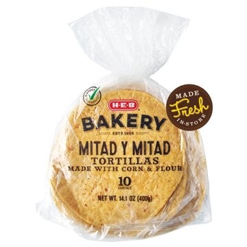 H-E-B Bakery Corn & Flour Tortillas (Mitad y Mitad), 10 ct