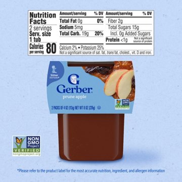 Gerber Stage 2 Baby Food - Prune Apple, 4 oz Tubs