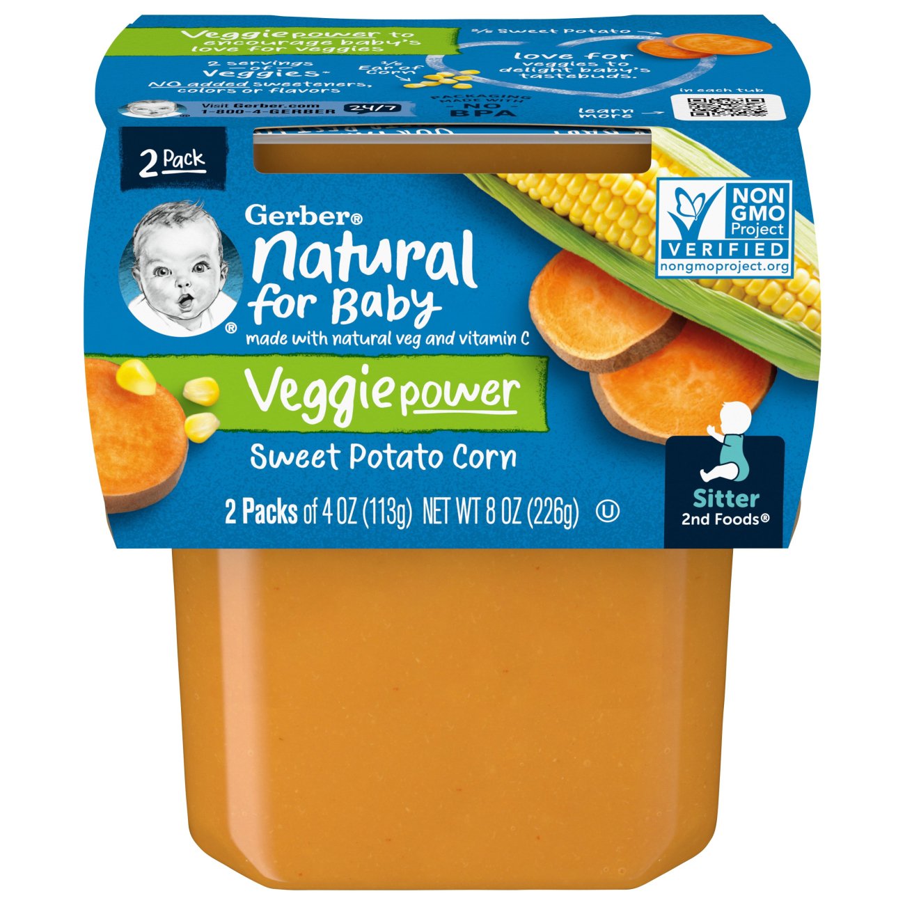 Gerber Natural for Baby Veggiepower 2nd Foods - Sweet Potato & Corn ...