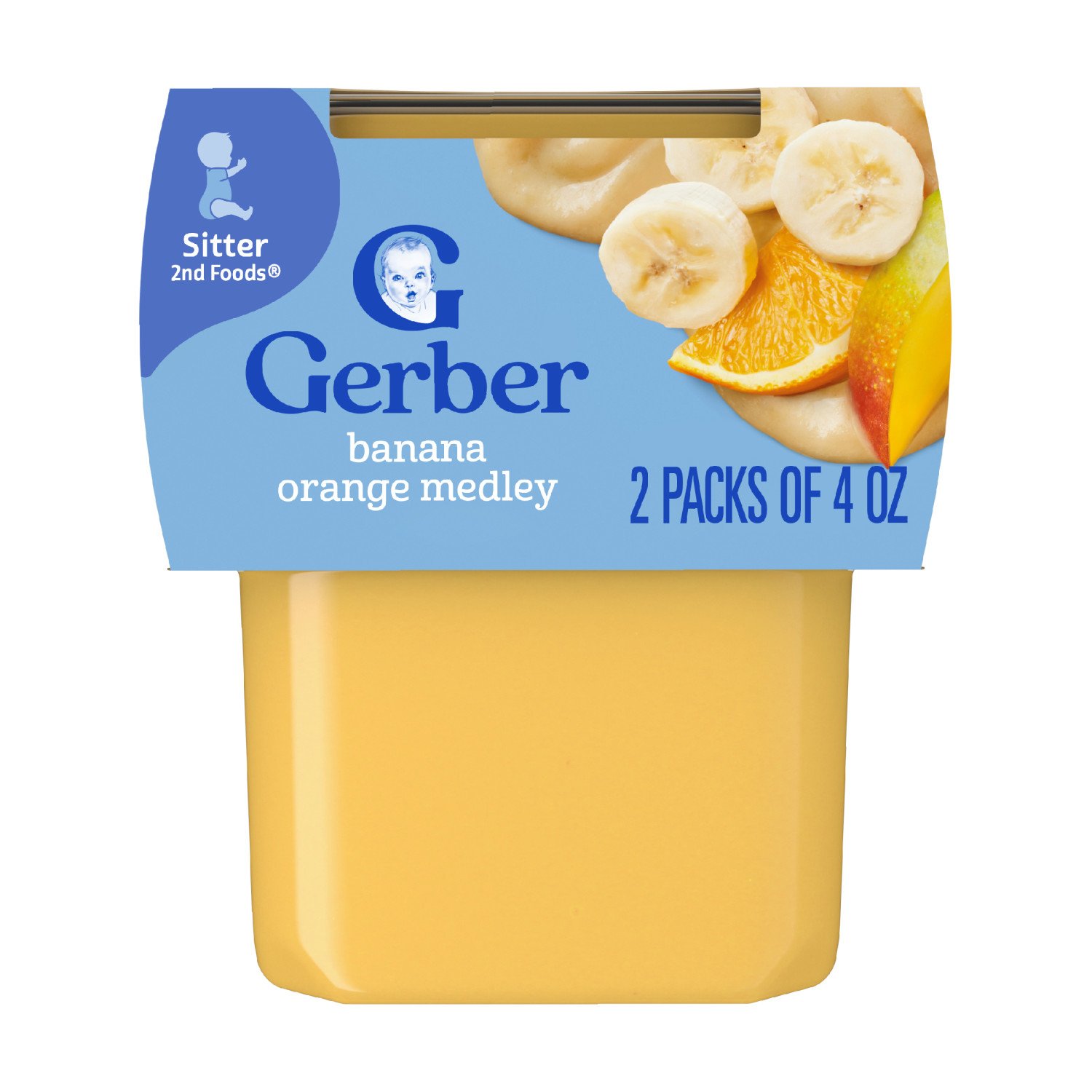 Gerber Stage 2 Baby Food - Banana Orange Medley, 4 oz Tubs, 2 pk