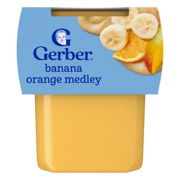 Gerber Stage 2 Baby Food - Banana Orange Medley, 4 oz Tubs