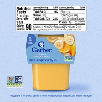 Gerber Stage 2 Baby Food - Banana Orange Medley, 4 oz Tubs