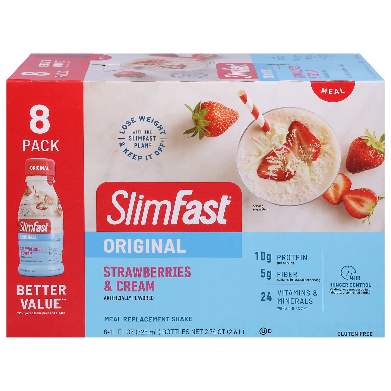 SlimFast Original Meal Replacement Shakes Strawberries & Cream, 11 oz