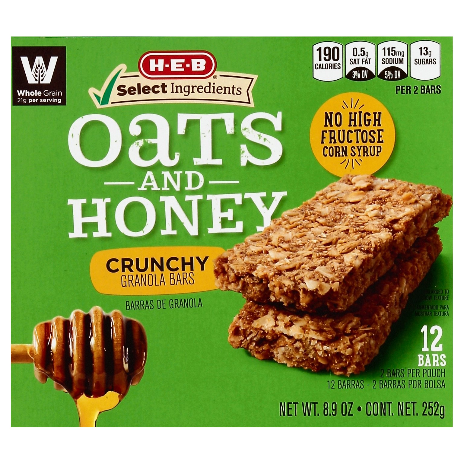 H E B Select Ingredients Oats Honey Crunchy Granola Bars Shop Granola Snack Bars At H E B