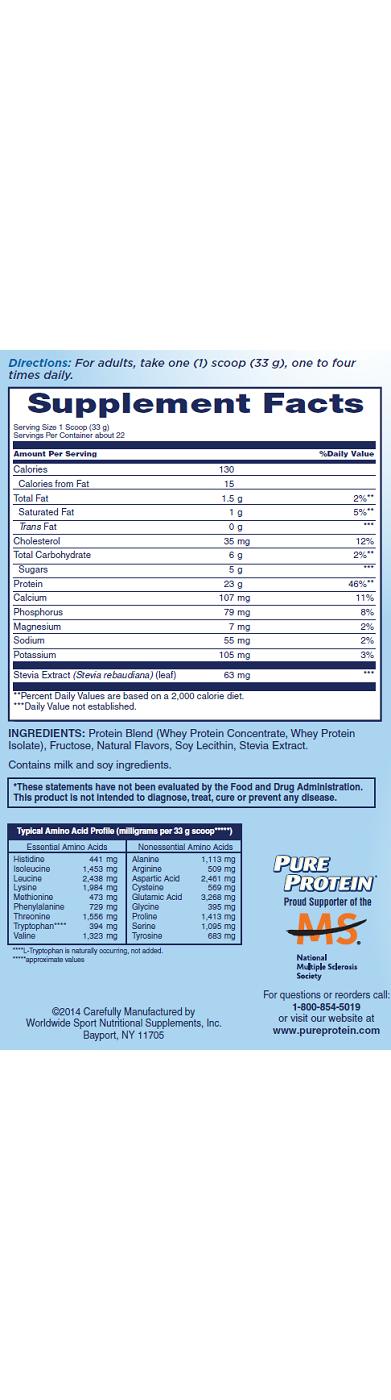 Pure Protein Whey Protein Powder, Vanilla Single; image 2 of 2