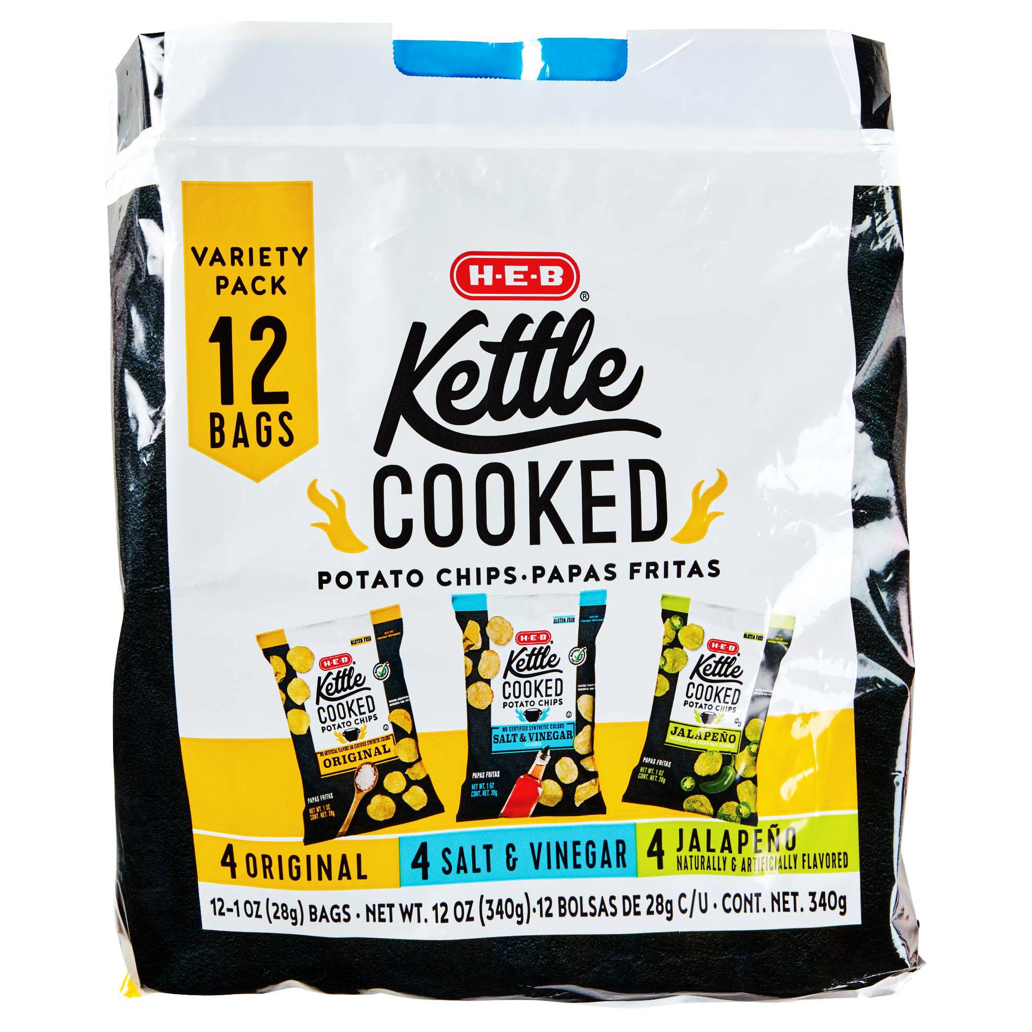 H-E-B Kettle Cooked Potato Chips Variety Pack 1 oz Bags - Shop Chips at H-E-B