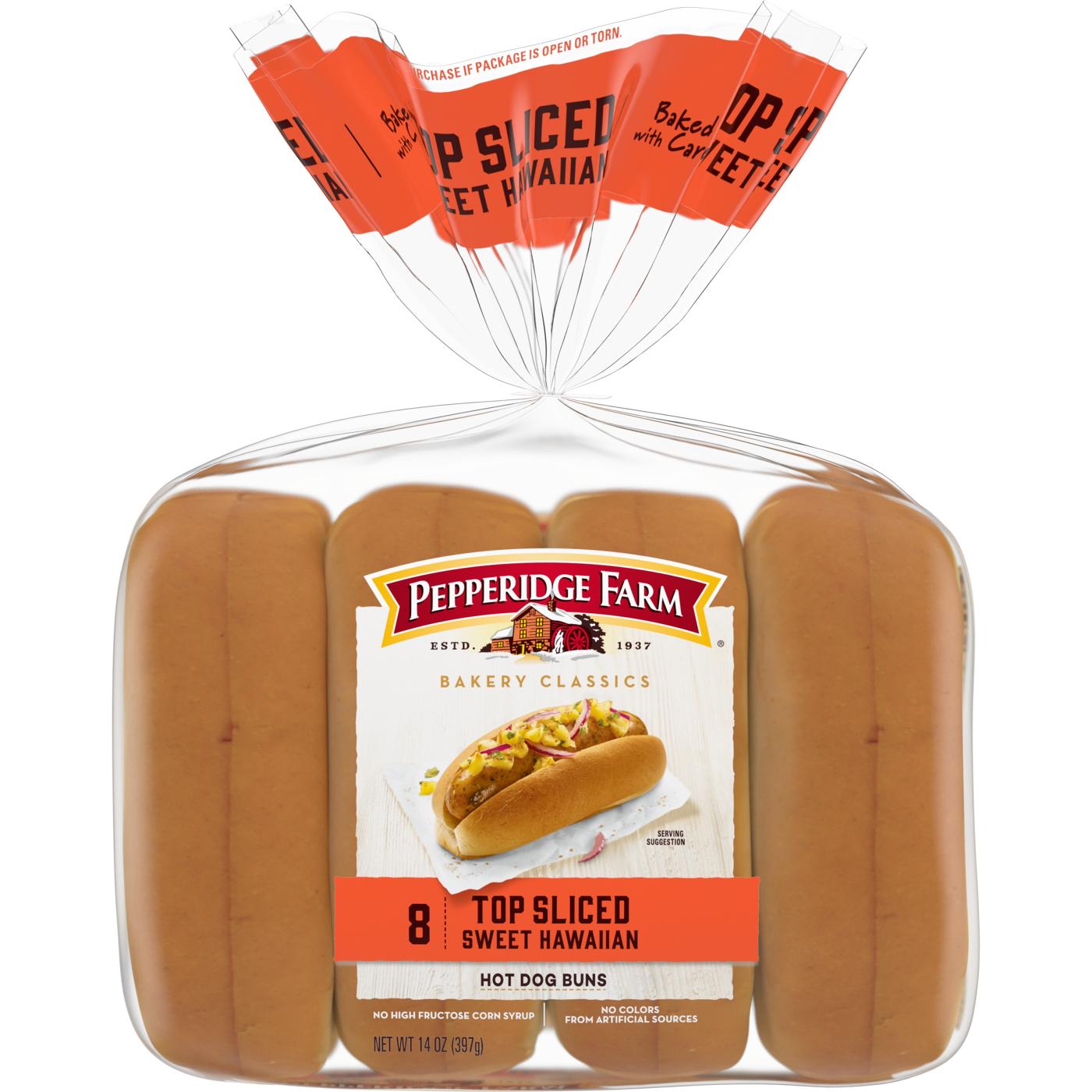 Pepperidge Farm Top Sliced Sweet Hawaiian Hot Dog Buns; image 1 of 9