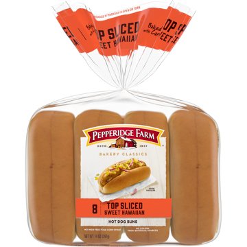 Pepperidge Farm Top Sliced Sweet Hawaiian Hot Dog Buns, 14 oz