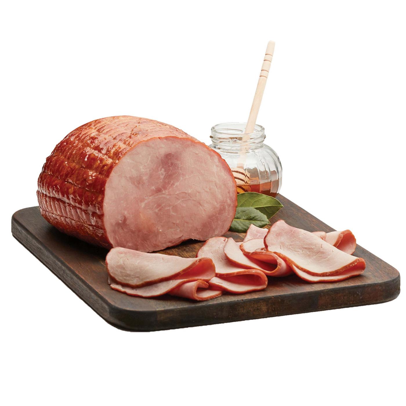 H-E-B Natural In-House Roasted Honey-Glazed Uncured Ham, Custom Sliced; image 1 of 2