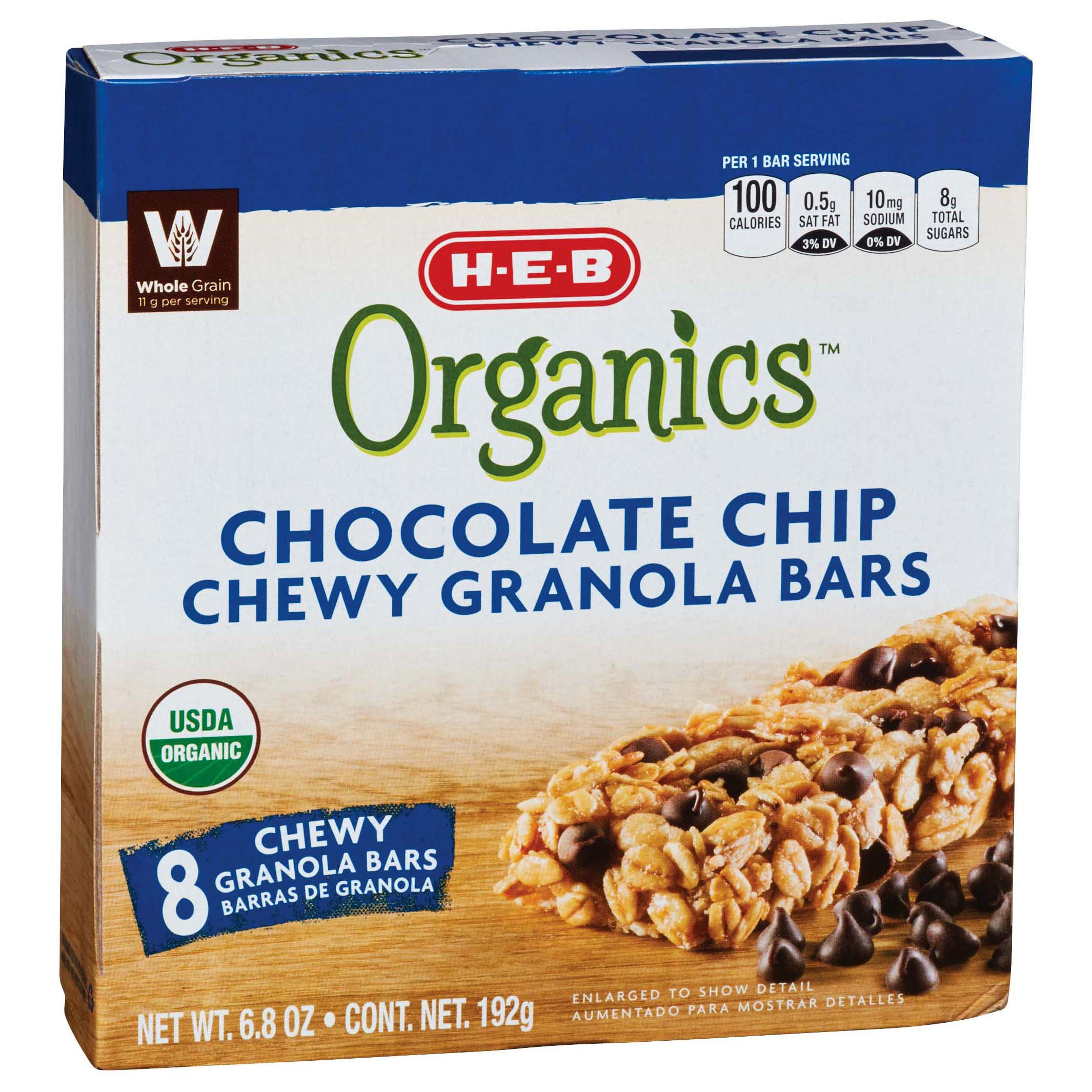 H-E-B Organics Chocolate Chip Chewy Granola Bars - Shop Granola & Snack ...