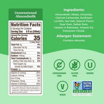 Califia Farms Dairy Free Unsweetened Almond Milk