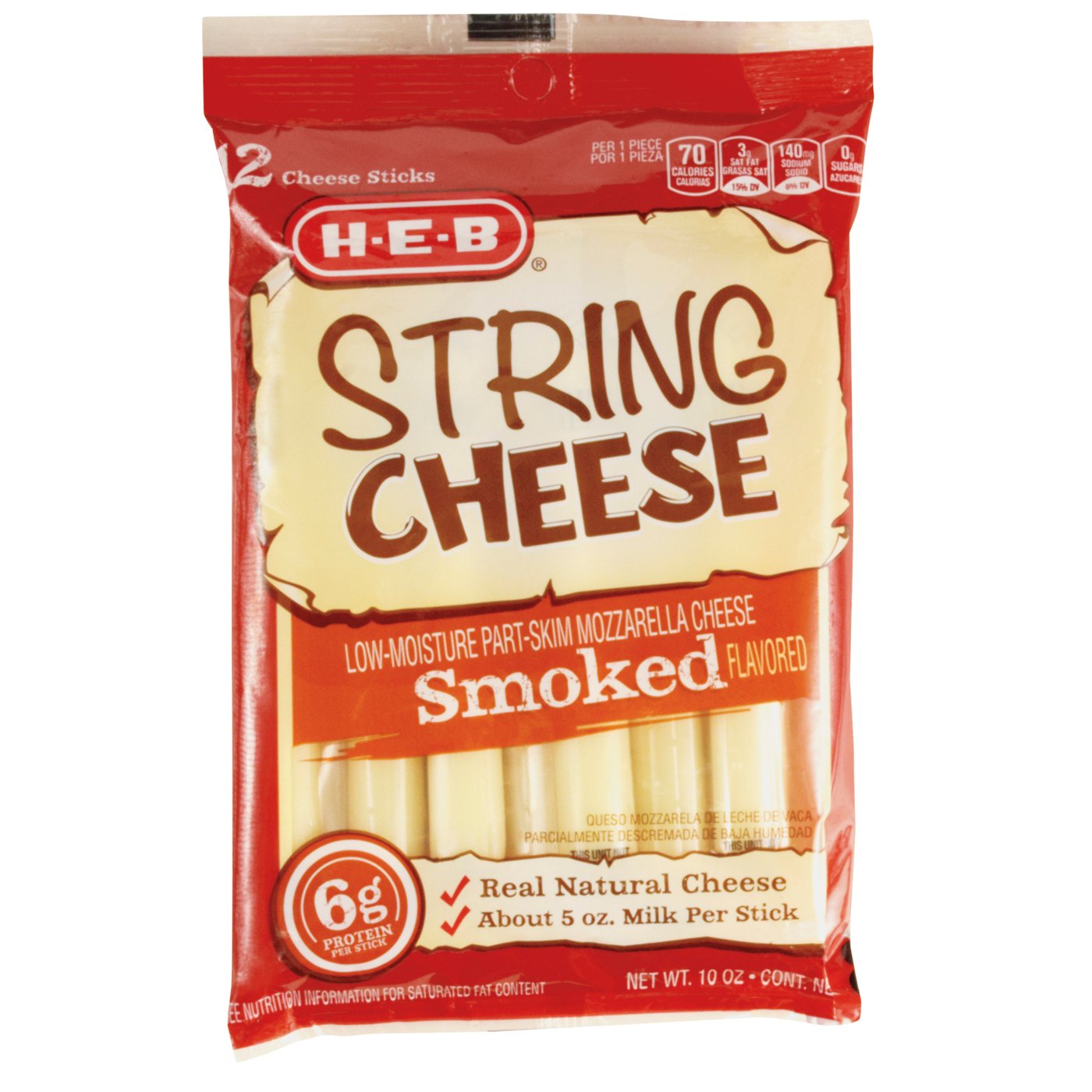 H-E-B Smoked Flavored Mozzarella String Cheese - Shop Cheese At H-E-B