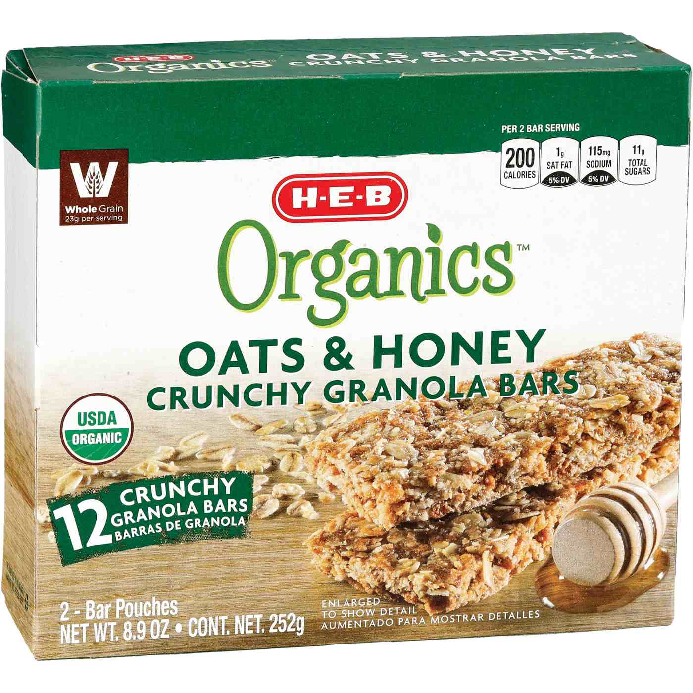 H-E-B Organic Oats & Honey Crunchy Granola Bars; image 2 of 2