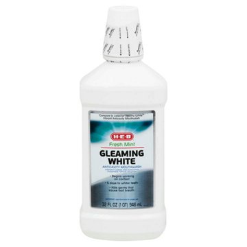 H-E-B Gleaming White Anticavity Mouthwash - Fresh Mint, 32 oz