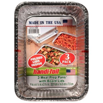 Handi-Foil 3 pk Meal Prep Foil Pans & Board Lids, 9" x 6.5"