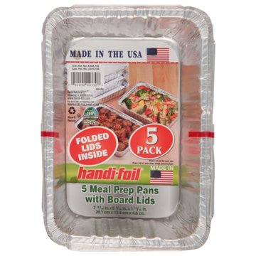 Handi-Foil Meal Prep Pans & Board Lids, 5 pk, 7" x 5" x 1"