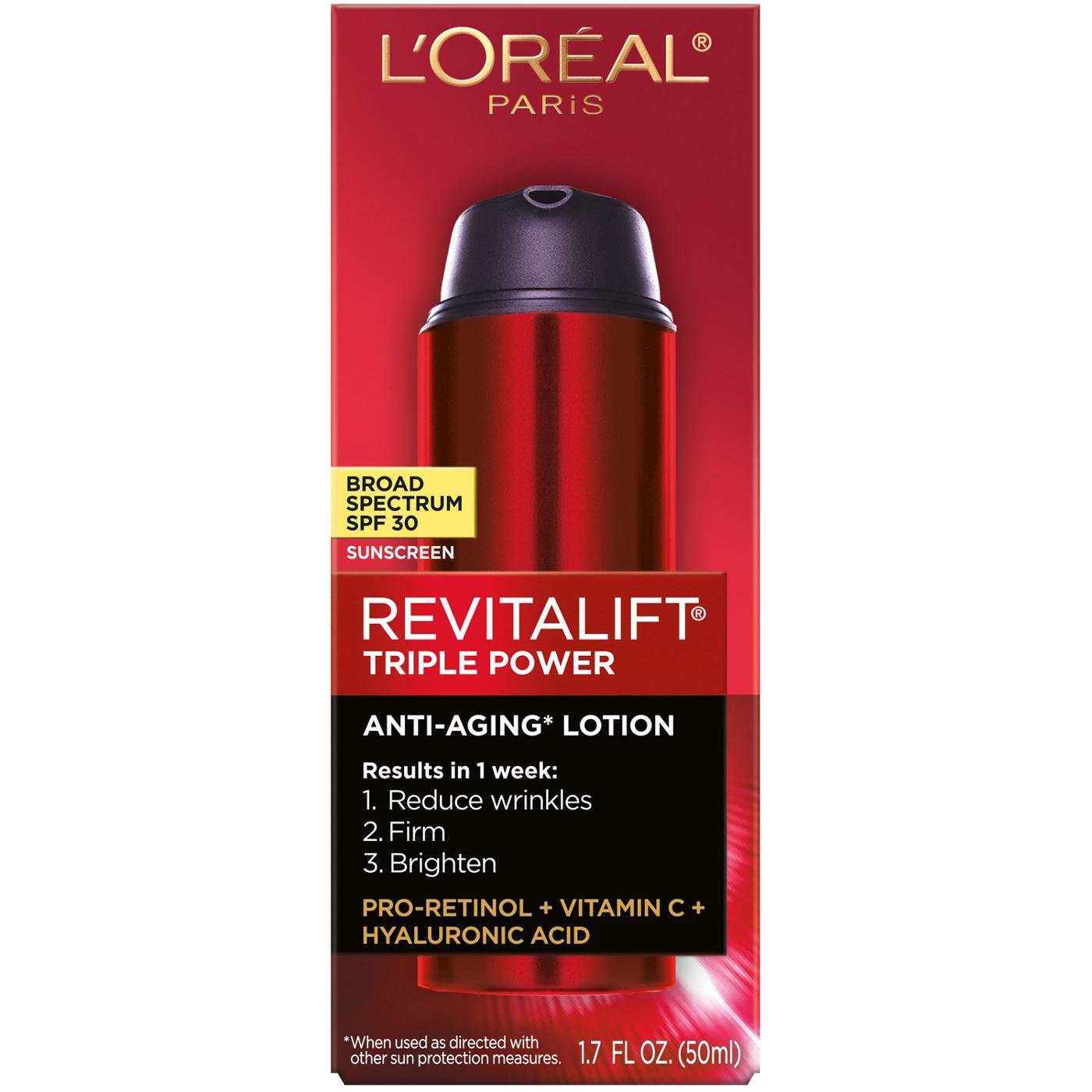 L'Oréal Paris Revitalift Triple Power Broad Spectrum SPF 30 Sunscreen; image 1 of 8