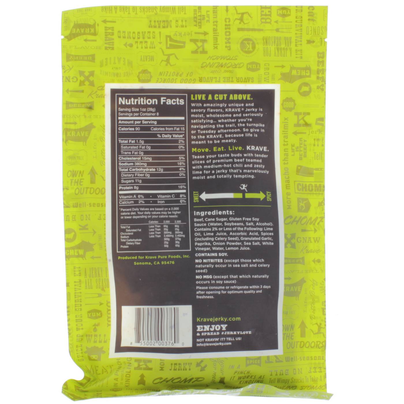 Krave Chili Lime Beef Jerky, All-Natural; image 2 of 2